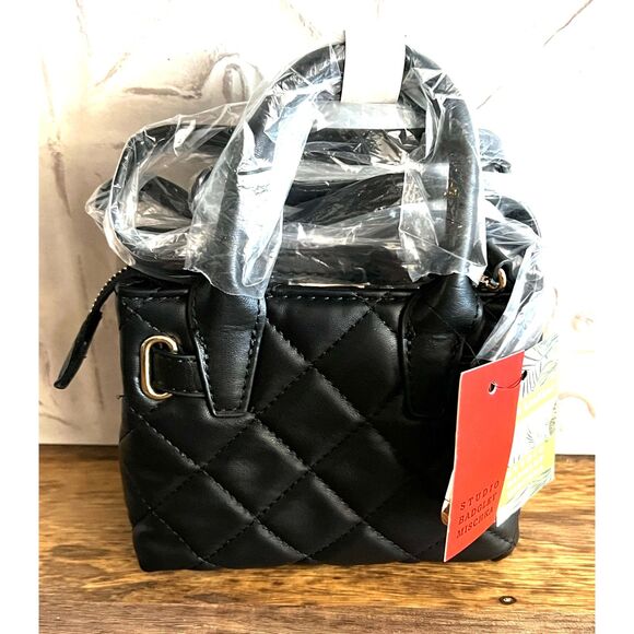 Badgley Mischka Mini Diamond Quilted Black Tote Purse w/ Key & Lock NWT - Picture 2 of 5